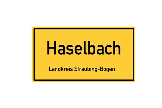Isolated German city limit sign of Haselbach located in Bayern