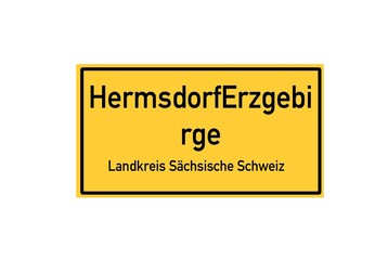 Isolated German city limit sign of HermsdorfErzgebirge located in Sachsen