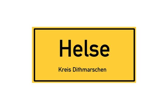 Isolated German city limit sign of Helse located in Schleswig-Holstein