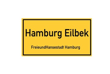 Isolated German city limit sign of Hamburg Eilbek located in Hamburg