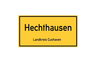 Isolated German city limit sign of Hechthausen located in Niedersachsen