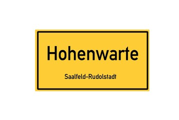 Isolated German city limit sign of Hohenwarte located in Th�ringen