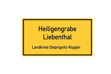 Isolated German city limit sign of Heiligengrabe Liebenthal located in Brandenburg