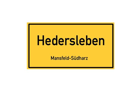 Isolated German city limit sign of Hedersleben located in Sachsen-Anhalt