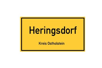 Isolated German city limit sign of Heringsdorf located in Schleswig-Holstein