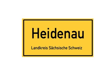 Isolated German city limit sign of Heidenau located in Sachsen