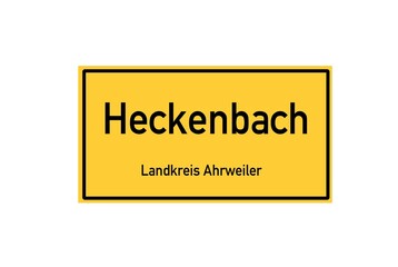 Isolated German city limit sign of Heckenbach located in Rheinland-Pfalz