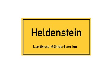 Isolated German city limit sign of Heldenstein located in Bayern