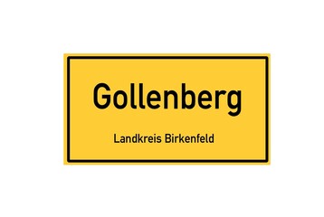 Isolated German city limit sign of Gollenberg located in Rheinland-Pfalz