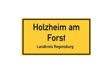 Isolated German city limit sign of Holzheim am Forst located in Bayern