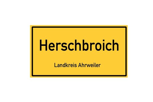 Isolated German city limit sign of Herschbroich located in Rheinland-Pfalz