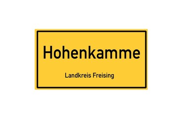 Isolated German city limit sign of Hohenkammer located in Bayern