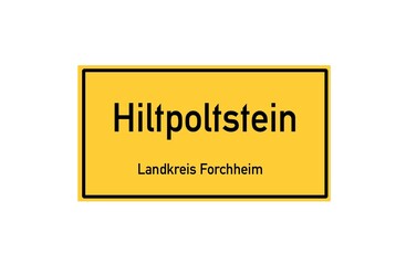 Isolated German city limit sign of Hiltpoltstein located in Bayern