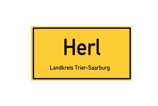 Isolated German city limit sign of Herl located in Rheinland-Pfalz
