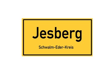 Isolated German city limit sign of Jesberg located in Hessen