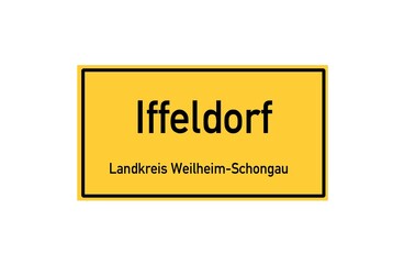 Isolated German city limit sign of Iffeldorf located in Bayern