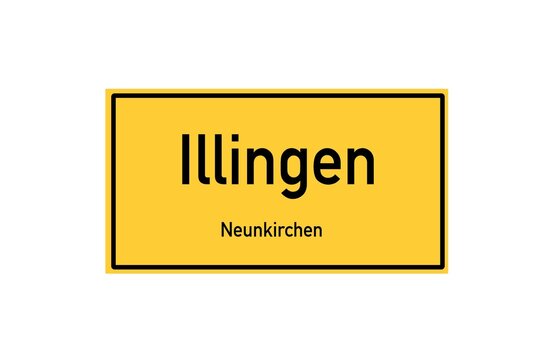 Isolated German city limit sign of Illingen located in Saarland