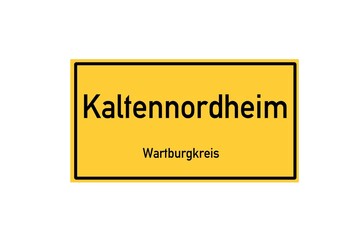 Isolated German city limit sign of Kaltennordheim located in Th�ringen