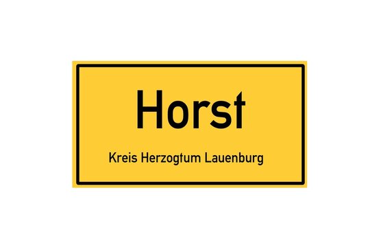 Isolated German city limit sign of Horst located in Schleswig-Holstein