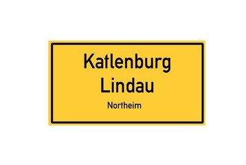 Isolated German city limit sign of Katlenburg Lindau located in Niedersachsen