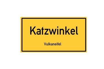 Isolated German city limit sign of Katzwinkel located in Rheinland-Pfalz