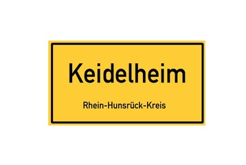 Isolated German city limit sign of Keidelheim located in Rheinland-Pfalz