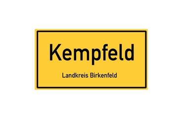 Isolated German city limit sign of Kempfeld located in Rheinland-Pfalz