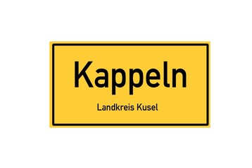 Isolated German city limit sign of Kappeln located in Rheinland-Pfalz