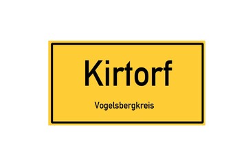 Isolated German city limit sign of Kirtorf located in Hessen