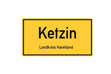 Isolated German city limit sign of Ketzin located in Brandenburg