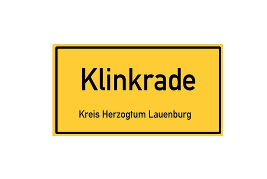 Isolated German city limit sign of Klinkrade located in Schleswig-Holstein