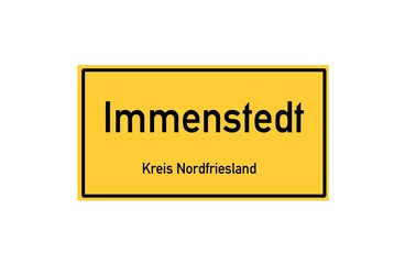 Isolated German city limit sign of Immenstedt located in Schleswig-Holstein