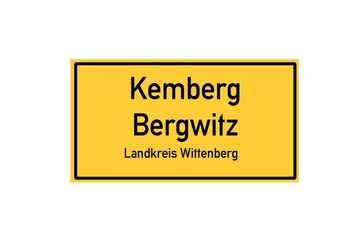 Isolated German city limit sign of Kemberg Bergwitz located in Sachsen-Anhalt