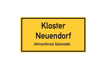 Isolated German city limit sign of Kloster Neuendorf located in Sachsen-Anhalt
