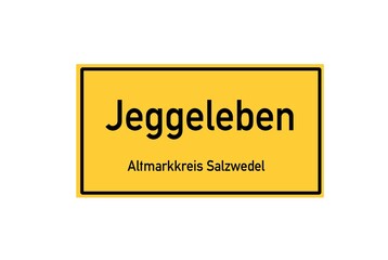 Isolated German city limit sign of Jeggeleben located in Sachsen-Anhalt