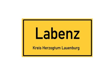 Isolated German city limit sign of Labenz located in Schleswig-Holstein