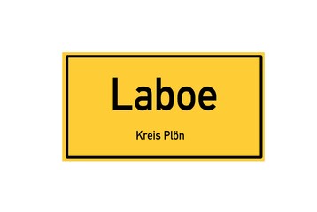 Isolated German city limit sign of Laboe located in Schleswig-Holstein