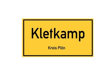 Isolated German city limit sign of Kletkamp located in Schleswig-Holstein