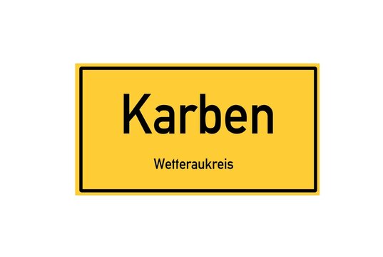 Isolated German city limit sign of Karben located in Hessen