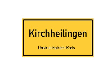 Isolated German city limit sign of Kirchheilingen located in Th�ringen
