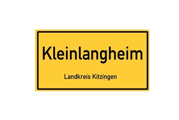 Isolated German city limit sign of Kleinlangheim located in Bayern