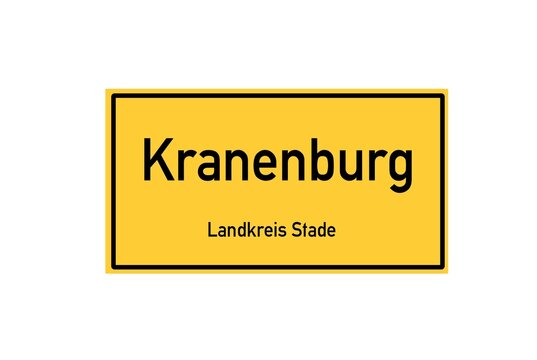 Isolated German city limit sign of Kranenburg located in Niedersachsen