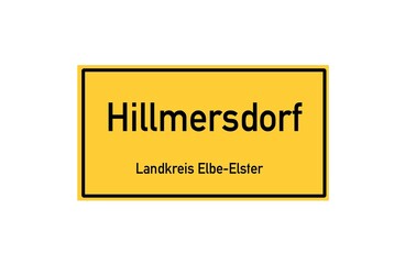 Isolated German city limit sign of Hillmersdorf located in Brandenburg
