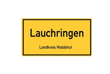 Isolated German city limit sign of Lauchringen located in Baden-Württemberg