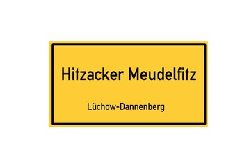 Isolated German city limit sign of Hitzacker Meudelfitz located in Niedersachsen