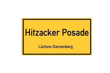 Isolated German city limit sign of Hitzacker Posade located in Niedersachsen