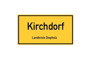 Isolated German city limit sign of Kirchdorf located in Niedersachsen