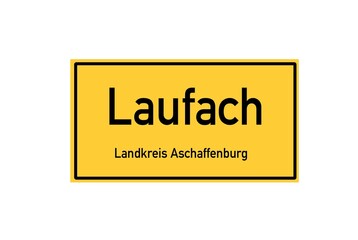 Isolated German city limit sign of Laufach located in Bayern