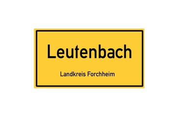 Isolated German city limit sign of Leutenbach located in Bayern