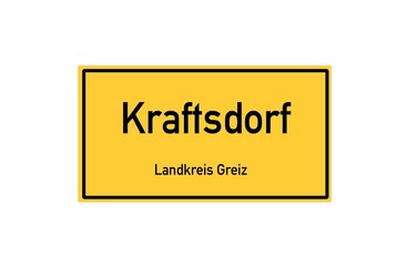 Isolated German city limit sign of Kraftsdorf located in Th�ringen